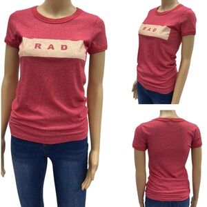 Alternative Earth Rad Heathered Red and Cream Short Sleeve Tee Womens Small